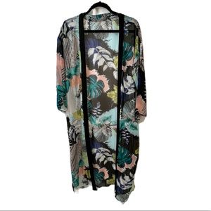 Women’s Kimono One Size Plant Print Graphic Design Above the Ankle Length